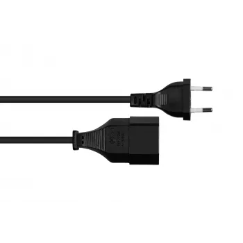 Kabelmeister SK0300-S010 Euro verlengkabel, type C stekker naar Euro stopcontact, 1 m, 0,75 mm², zwart