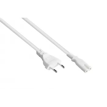 Kabelmeister Euro-stroomkabel CEE 7/16 naar IEC C7, wit, 0,75 mm², 1,8 m