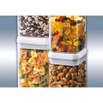 LEIFHEIT Fresh&Easy levensmiddelenbewaarcontainer 1,2 L, luchtdicht, BPA-vrij, transparant met wit/grijs deksel