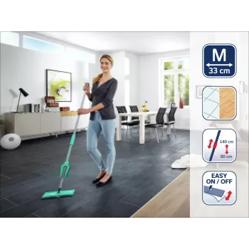 LEIFHEIT Picobello M Micro Duo vloerwisser met telescoopsteel, 33 cm reinigingsbreedte, groen/wit