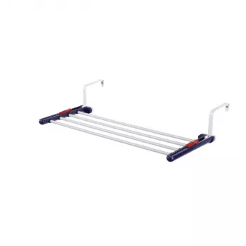 LEIFHEIT ophangbaar wasdroogrek Quartett 20, 2m drooglengte, 4 gecoate stalen stangen, opvouwbaar, wit/blauw