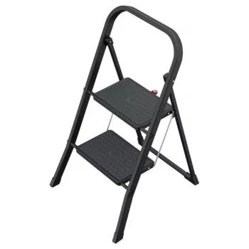 HAILO K44 StandardLine opvouwbare trap met veiligheidsbeugel, 2 treden, staal, zwart, 150 kg