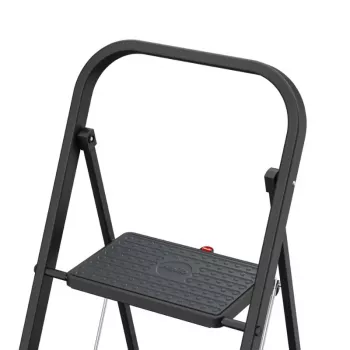 HAILO K44 StandardLine opvouwbare trap met veiligheidsbeugel, 2 treden, staal, zwart, 150 kg