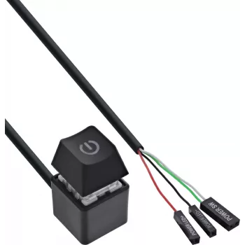 InLine® computer power switch remote kabel, zwart, 2 m