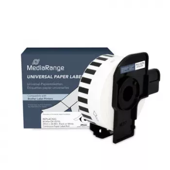 MediaRange eindloze papierrol voor labelprinter, vervangt Brother DK-22210, wit, 29 mm x 30,48 m, 1 rol (MRBDK22210)