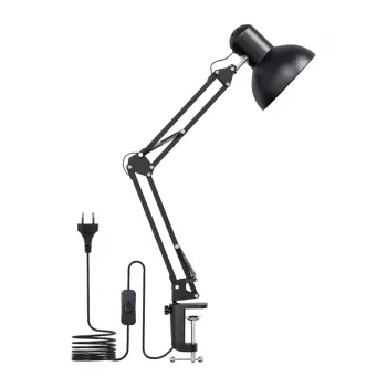 LEPRO 3100027-EU LED bureaulamp met USB-laadpoort, 5 kleurtemperaturen, 7 helderheidsniveaus, touchbediening, timer, flexibele arm, oogbeschermend, zwart