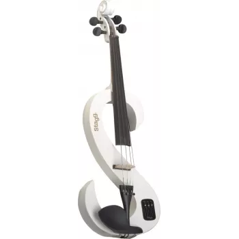Stagg SEVN44WH elektrische viool 4/4 met hoofdtelefoonuitgang en accessoires - wit