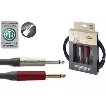Stagg XGC3SW 3m instrumentkabel met 1/4 inch TS naar 1/4 inch TS, zwart