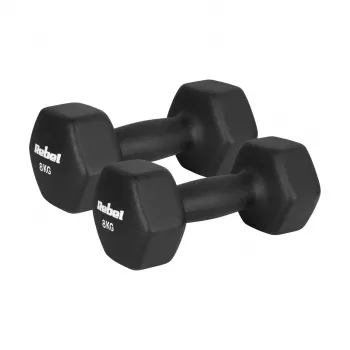 REBEL ACTIVE gietijzeren neopreen halterset 2x8kg, donkergrijs