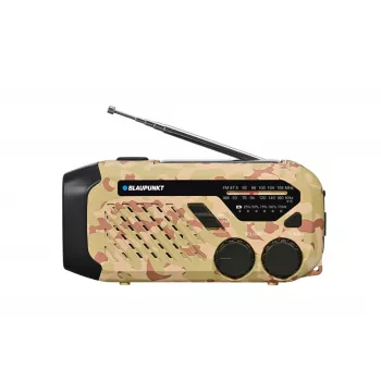 Blaupunkt ER10DC noodradio met zonne-energie, slinger, powerbank, LED-zaklamp, SOS-sirene, AM/FM, woestijncamouflage