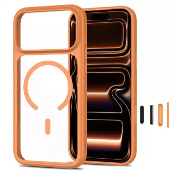 TECH-PROTECT MAGONE MagSafe hoes met 2-pack gehard glas schermbescherming voor iPhone 17 Pro / 18 Pro – Cosmic Orange/helder