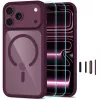 TECH-PROTECT MagOne MagSafe hoes met gehard glas schermbescherming 2-pack voor iPhone 17 Pro Max / 18 Pro Max – Dark Cherry/transparant