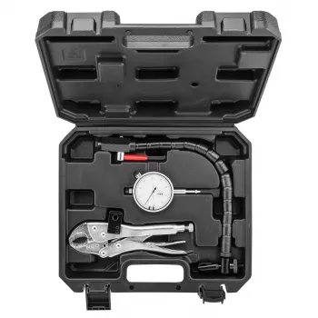 NEO TOOLS TOP-11-130 remschijf-zijslag-controleset met 0,01 mm meetklok, 60 kg magneetvoet, flexibele arm