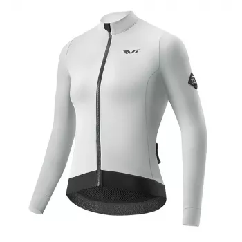 ROCKBROS YDWT006 TVI dames fietsjack - winddicht waterafstotend thermo-fleece gevoerd, wit-grijs, maat S