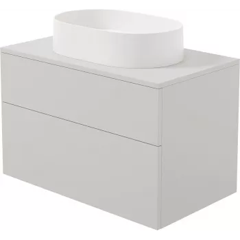 DEANTE wand-wastafelonderkast met geïntegreerde graniet wasbak 55x35 cm hoogglans wit