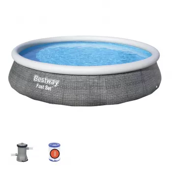 Bestway Fast Set 57376 opzetzwembad rond 7.340 L grijs
