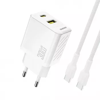 Dudao A27TCEU PD 30W GaN USB-A USB-C wandlader met USB-C kabel - wit