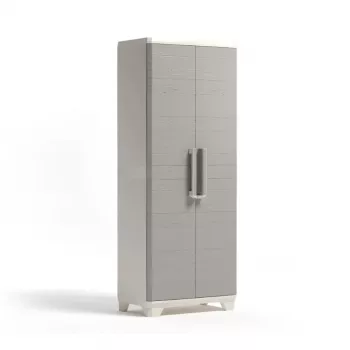 KETER Linear Wood hoge kast 68x39x173cm lichtbeige/lichtgrijs