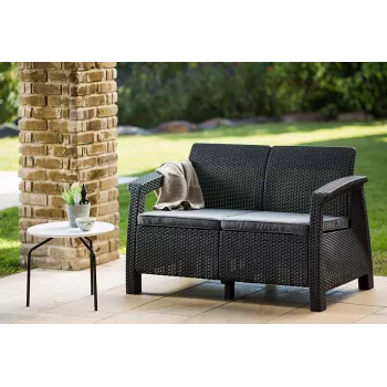 KETER tuinbank dubbele Corfu Love Seat grijs