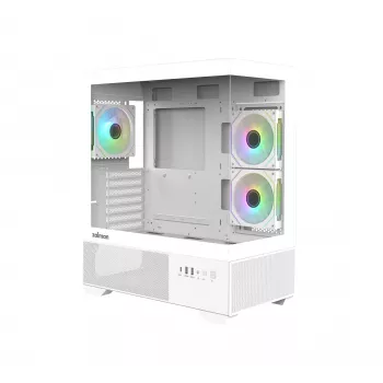 Zalman CHRONIX V2 White ATX Mid Tower pc-behuizing met 3 x 120mm ARGB-ventilatoren, gehard glazen zijpaneel