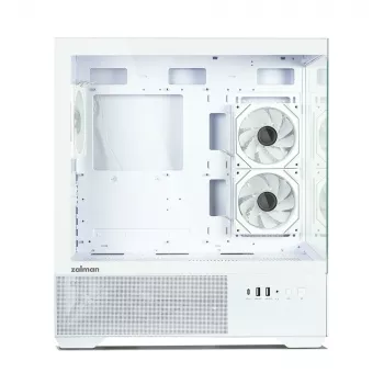 Zalman CHRONIX V2 White ATX Mid Tower pc-behuizing met 3 x 120mm ARGB-ventilatoren, gehard glazen zijpaneel
