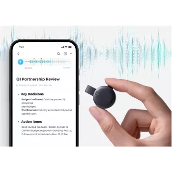 Anker Soundcore Work 64GB zwart draadloze voicerecorder met AI-ruisonderdrukking (D3200G12)