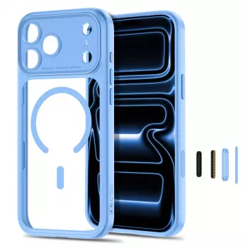 TECH-PROTECT MAGPEAK MAGSAFE CC IPHONE 17 PRO / 18 PRO LICHTBLAUW/TRANSPARANT