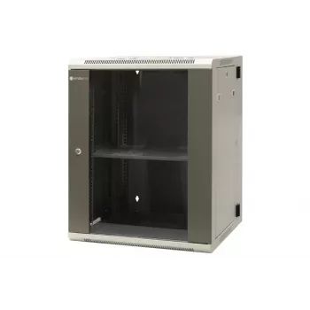EMITER EM/AH6515 15U wandmontage netwerkkast 600x550x770 mm, gehard glazen deur, zwart