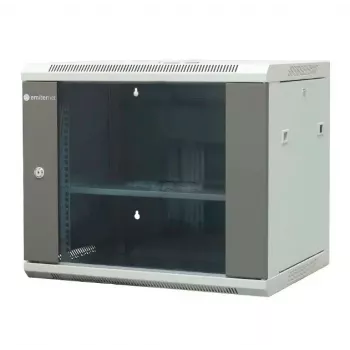EMITER EM/AP6409 9U wandmontage netwerkkast 19 inch 600x450x500 mm grijs, gehard glazen deur, afsluitbaar