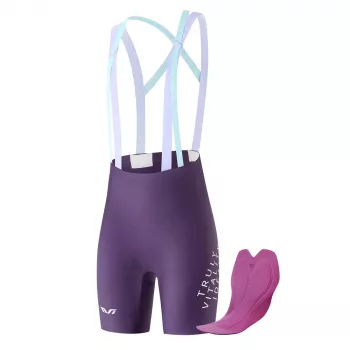 Rockbros YDDK017-1 TVI damesfietsbroek met bretels en zeem M - paars