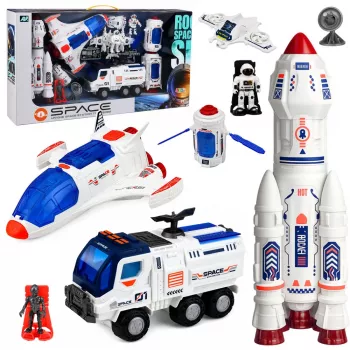 LEAN TOYS grote ruimteset station raket shuttle verkenningsvoertuig astronauten
