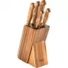 LAMART LT2080 acaciahouten messenblok-set, 5 RVS-messen