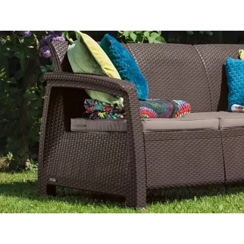 KETER Corfu Love Seat Max bruine driepersoons tuinbank