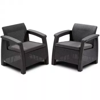 KETER tuinstoelen Corfu Duo set grijs