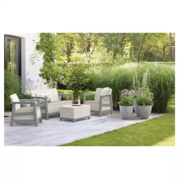 KETER tuinmeubelset Scandi Linea 2-zits set kiezelgrijs/saliebgroen Steinton