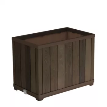 KETER Deco rechthoekige hoge plantenbak walnoot bloempot