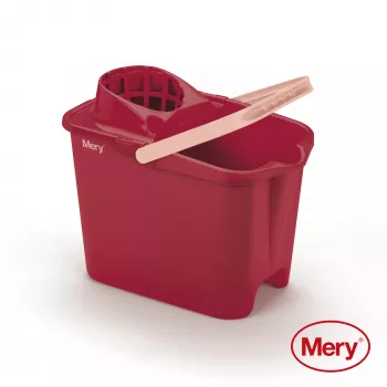 MERY emmer 14L met drukknop rood