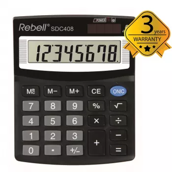 Rebell SDC408 half-bureaurekenmachine, 8 cijfers, zwart