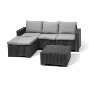 KETER tuinhoekbank en tafel California chaise longue grijs