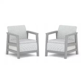 KETER tuinstoelen 2 stuks Scandi Linea lichtgrijs/donkerstaalgrijs