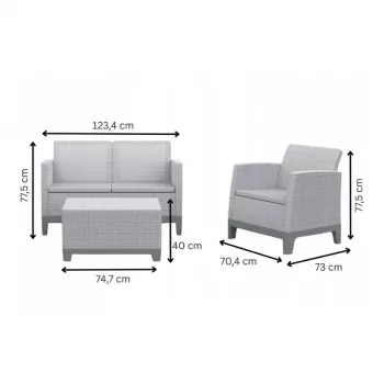 KETER tuinmeubelset Scandi Forma 2-zits set pebble grey/light beige