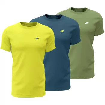 Heren T-shirt 4F M4217 3-pack geel, blauw, groen 4FWSS26TTSHM4217 90S 2XL