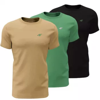 Heren T-shirt 4F M4481 3-pack beige, groen, zwart 4FWSS26TTSHM4481 92S 3XL