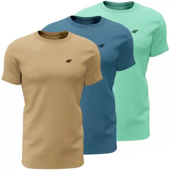 Heren T-shirt 4F M4481 3-pack beige, blauw, mint 4FWSS26TTSHM4481 91S 4XL