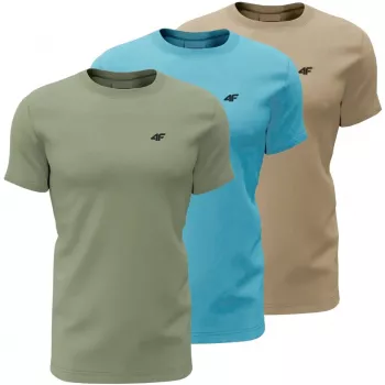 Heren T-shirt 4F M4481 3-pack groen, blauw, beige 4FWSS26TTSHM4481 90S L