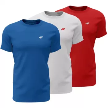 4F M4482 heren T-shirt 3-pack blauw, wit, rood 4FWSS26TTSHM4482 90S 2XL