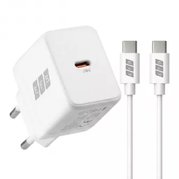 EFB Elektronik G301CE 30W USB-C GaN oplader-set met 2m USB-C kabel, wit