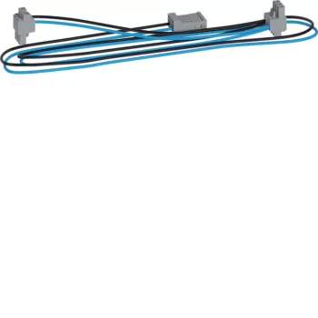 HAGER KU9S115YE Y-verbindingskabel, zwart/blauw, 1,5 m, 1 stekker naar 2 bussen