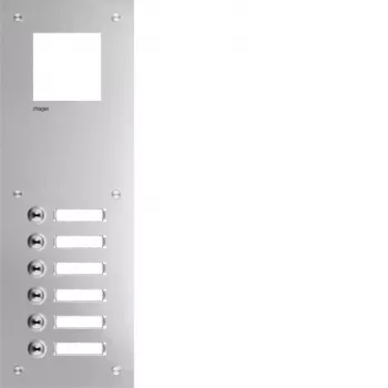 Hager RTQ106X intercom voorplaat Mono 6 toetsen wit