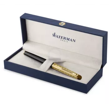 Waterman Hemisphere rollerbalpen - fijn, glanzend zwart met chroom sierringen, geschenkdoos 2225136